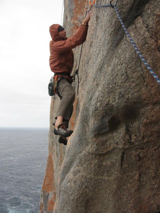 Ross leading the second pitch of Transformer at Peak Head.