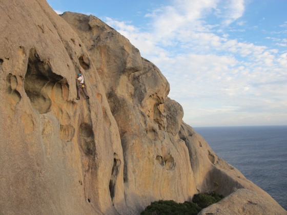 Chris Swain seconding a route on the south coast of WA. KATE SWAIN