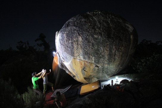 Best Action Shot. Night bouldering at Boulder Rock. GESA GRASER