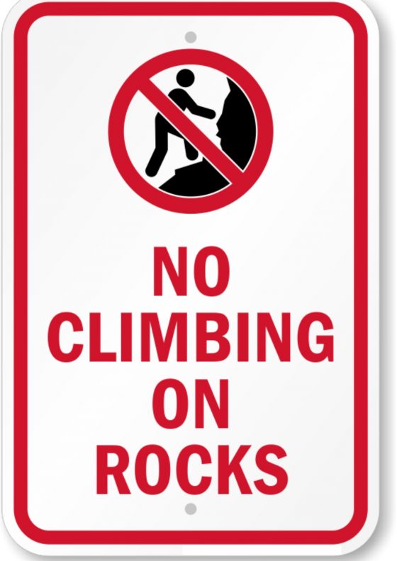 No rock climbing sign.