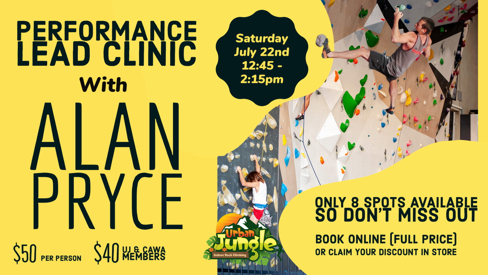 Performance Lead Climbing Clinic with Alan Pryce on 22nd of July 2023